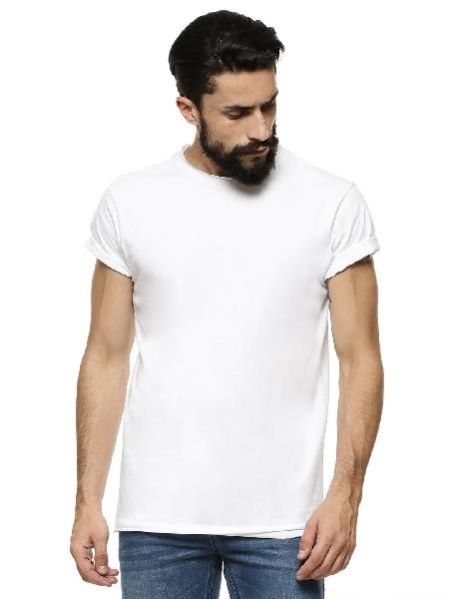 Mens White T-Shirt  Round Neck