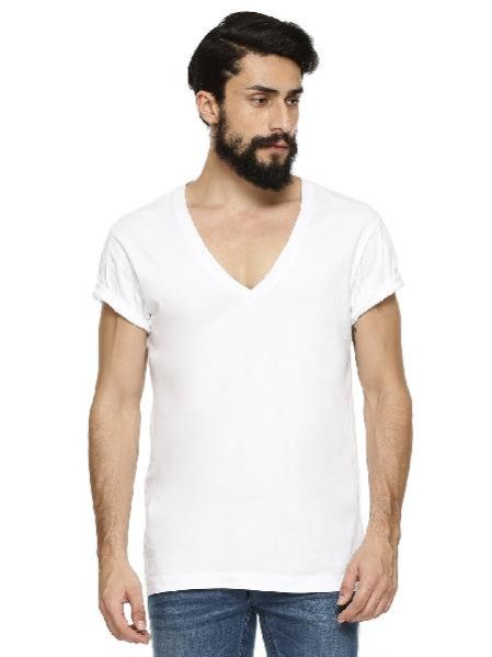 Mens White V Neck T-shirt