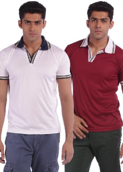 Mens T-shirts Collar Neck