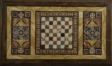 Marble Inlay Chess Design Table Top 03