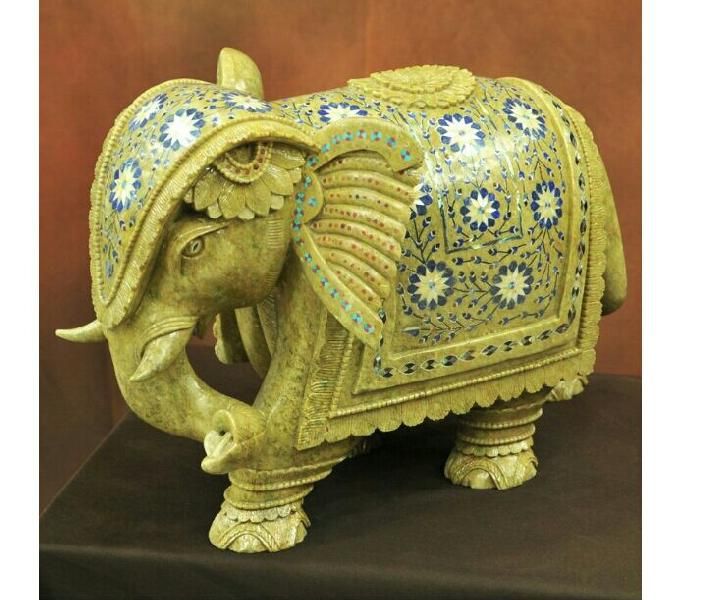 Marble Inlay Elephant Statues 01