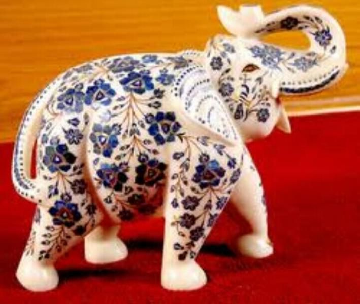 Marble Inlay Elephant Statues 03
