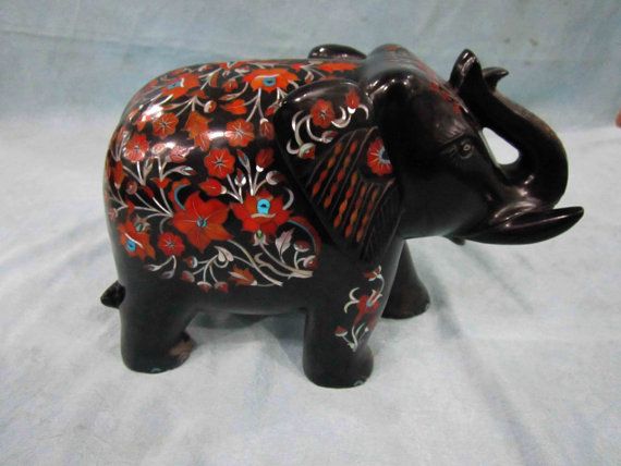 Marble Inlay Elephant Statues 05