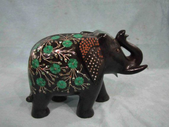 Marble Inlay Elephant Statues 06