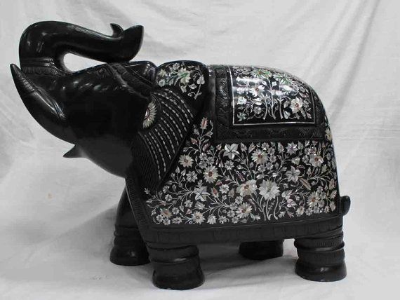 Marble Inlay Elephant Statues 07