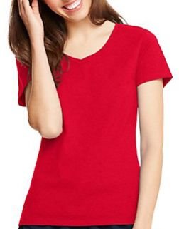 Ladies Plain Half Sleeve V Neck T-Shirt 01