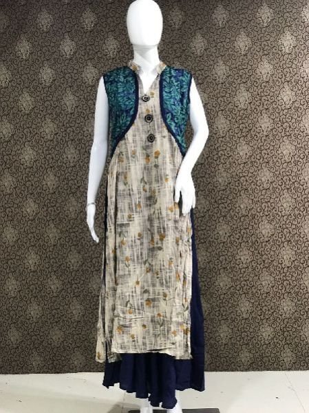 2238 Blue Ladies Rayon Kurtis