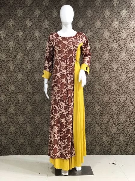 2241 Yellow Ladies Rayon Kurtis