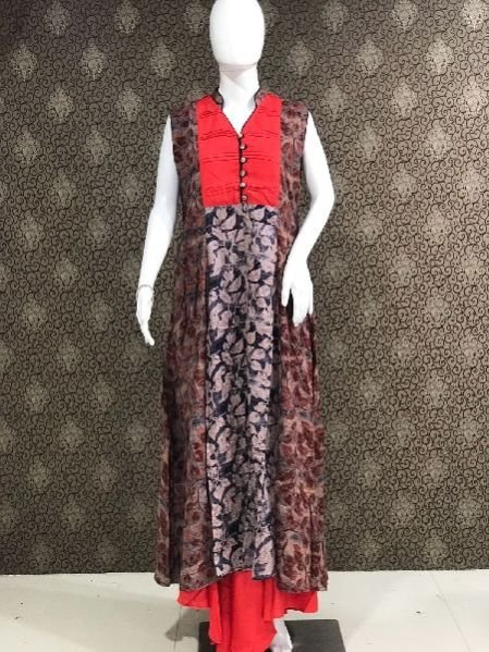 2242 Red Ladies Rayon Kurtis