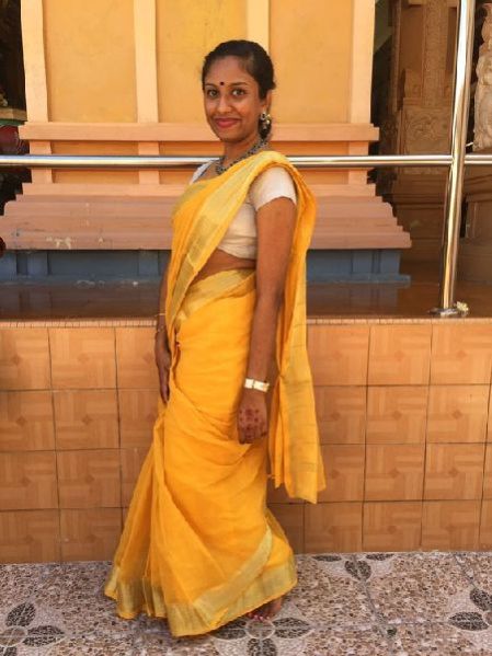 Linen Saree With Golden Zari Border 04