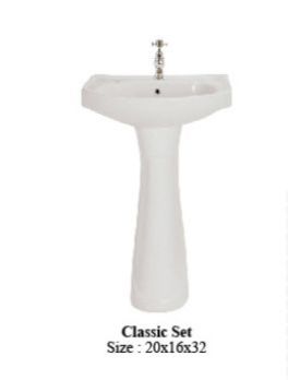Classic Set Plain Pedestal Wash Basin