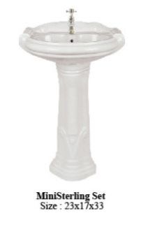 Mini Sterling Set Plain Pedestal Wash Basin