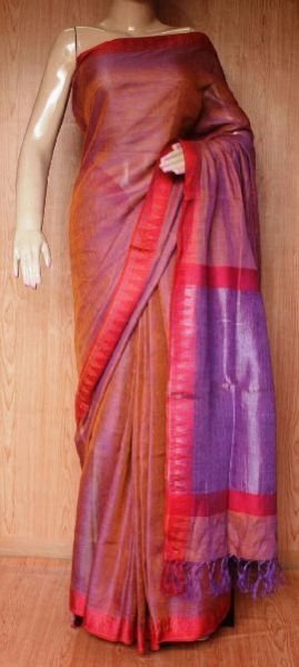 Linen Plain Sarees With Blouse 02