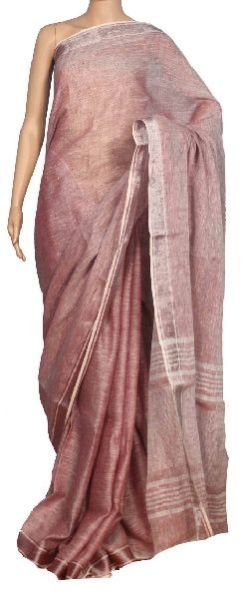 Linen Plain Sarees With Blouse 03