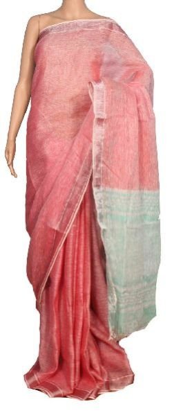 Linen Plain Sarees With Blouse 06