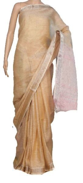 Linen Plain Sarees With Blouse 10