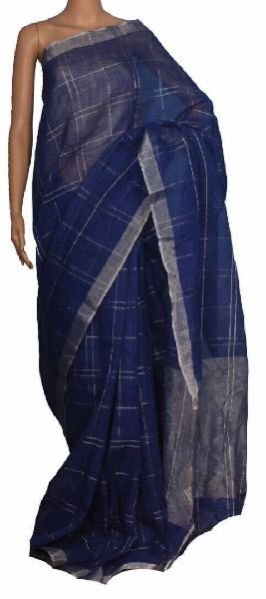 Linen Plain Sarees With Blouse 11