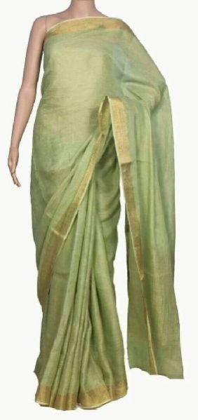 Linen Plain Sarees With Blouse 12
