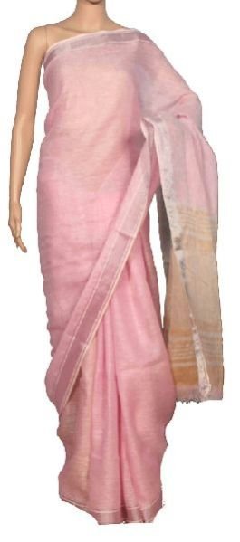Linen Plain Sarees With Blouse 14