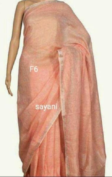 Linen Plain Sarees With Blouse 15