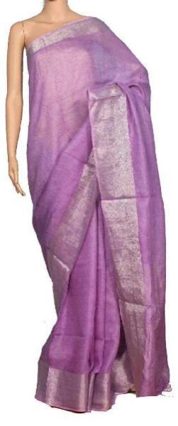 Linen Plain Sarees With Blouse 17
