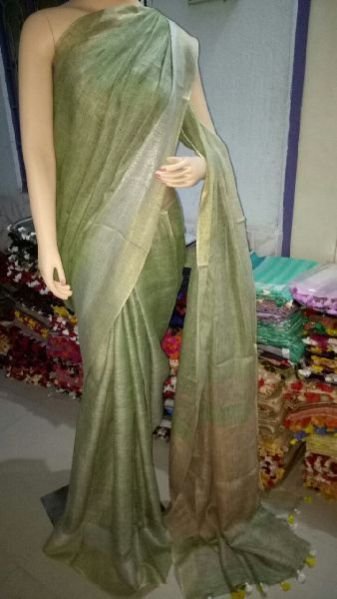 Linen Plain Sarees With Blouse 19