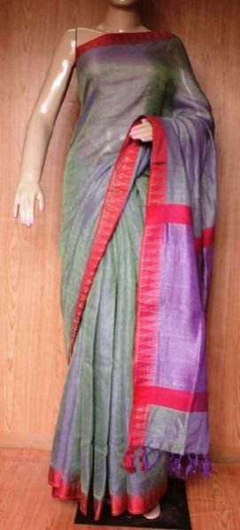 Linen Plain Sarees With Blouse 21