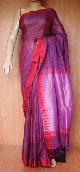 Linen Plain Sarees With Blouse 23