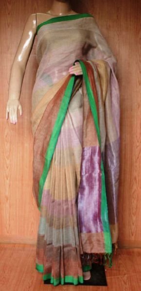 Linen Plain Sarees With Blouse 26