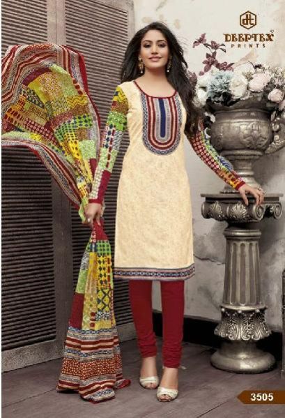 Printed Cotton Suit Material With Cotton Dupatta (3505)