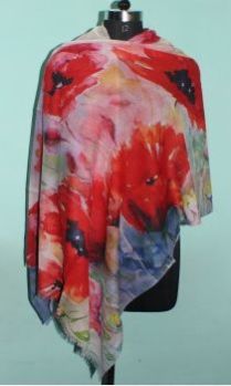 Printed Wool Silk Shawl 04
