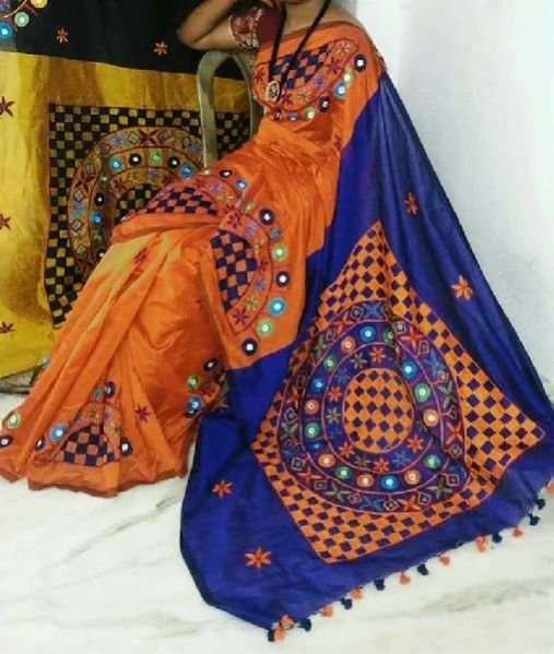 Kachchi Work Handloom Cotton Silk Saree 01