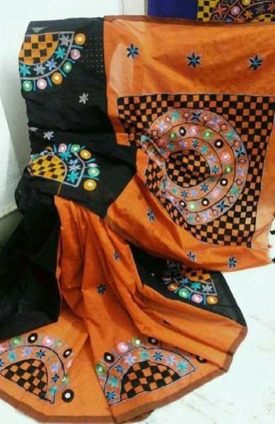 Kachchi Work Handloom Cotton Silk Saree 02