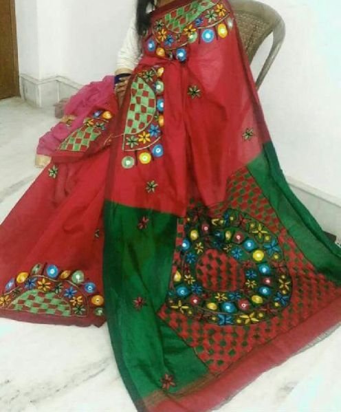 Kachchi Work Handloom Cotton Silk Saree 03