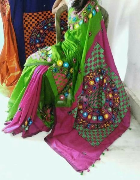 Kachchi Work Handloom Cotton Silk Saree 06
