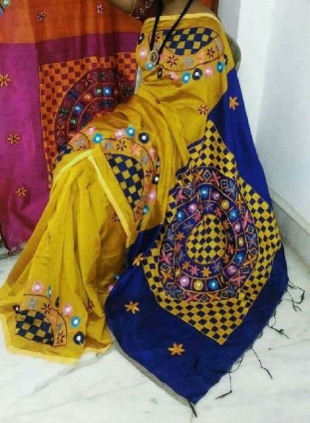 Kachchi Work Handloom Cotton Silk Saree 07