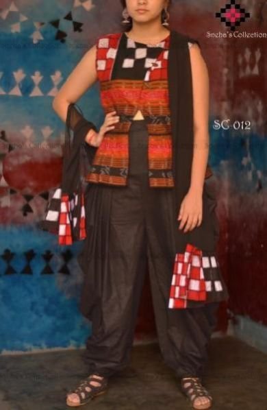 Front Open Ikkat Top & Butterfly Pant (sc012)