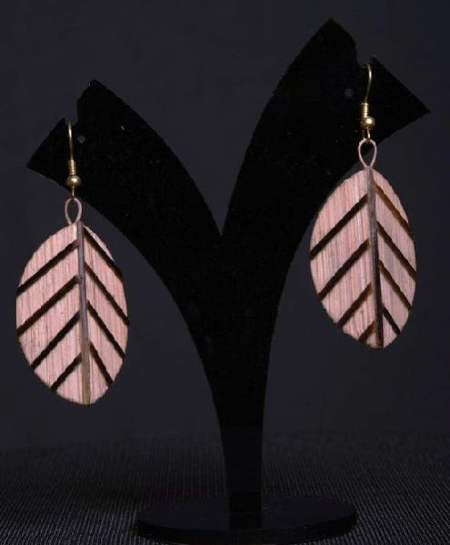 Handmade Cane and Bamboo Leafy Earings