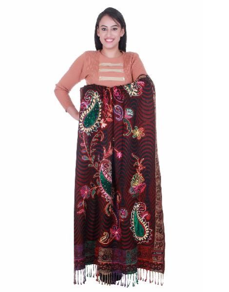 Embroidered Viscose Shawl 02