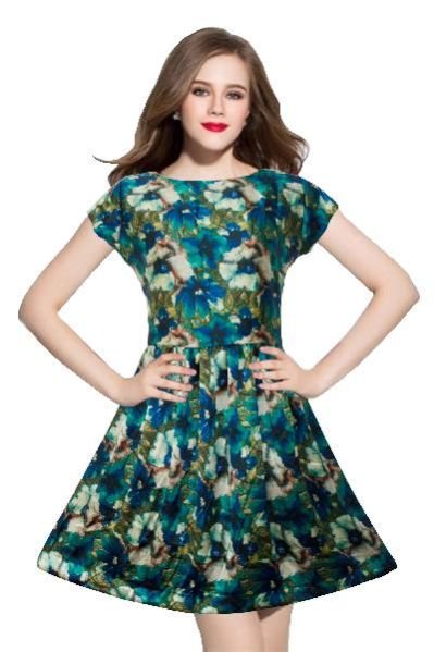 D-08b Royal Green Western Dress