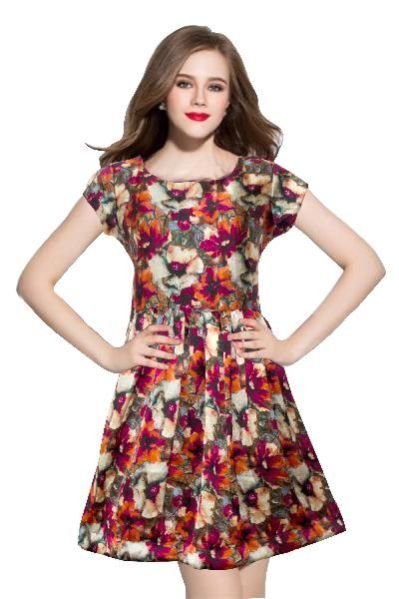 D-08c Royal Red Western Dress