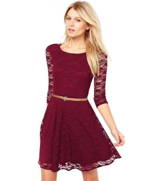 D-20 Rich Maroon Side Western Dress