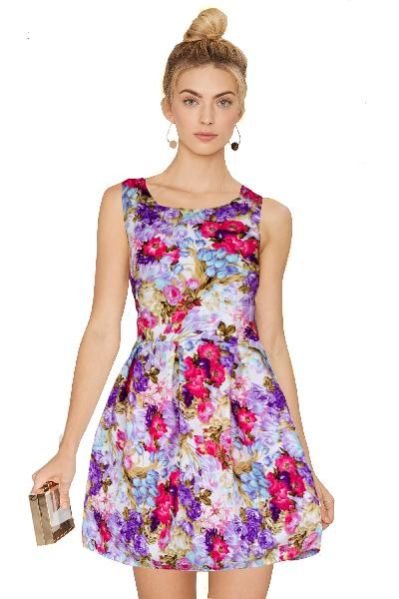 D-22 Floral Purple Western Dress