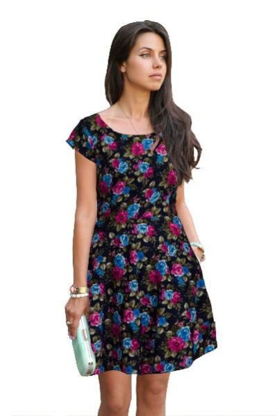 D-24 Floral Magenta Western Dress