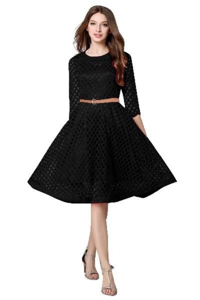 D-36 Maxican Black Western Dress