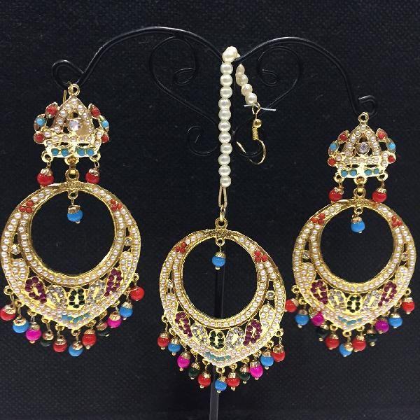 Fashion Earrings With Maang Tikka 01