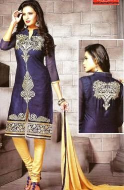 Ladies Blue & Silver Churidar Unstitched Suits