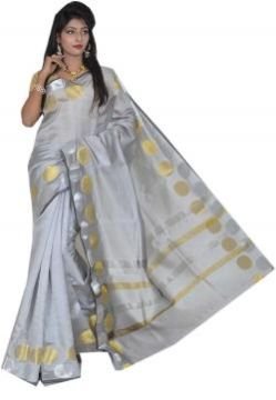 Silver Chanderi Silk Saree