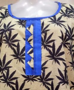 White & Blue Printed Cotton Kurti