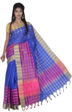 Red & Cream Mercerized Cotton Saree